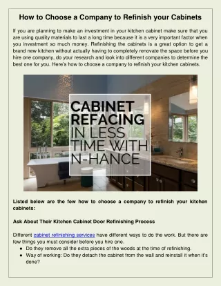 how to choose a company to refinish your cabinets