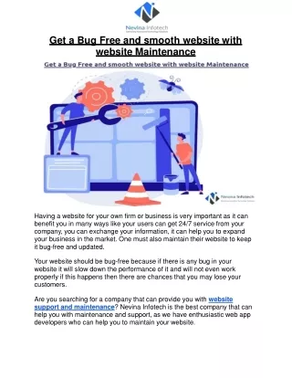 get a bug free and smooth website with website