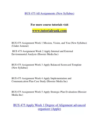BUS 475   Education Organization- tutorialrank.com