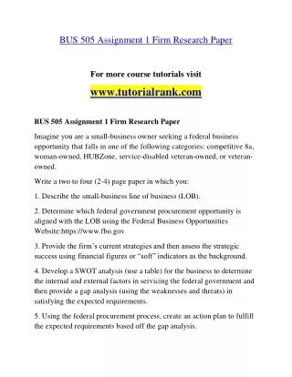 BUS 505  Education Organization- tutorialrank.com