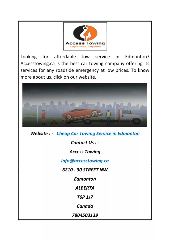 looking for affordable tow service in edmonton