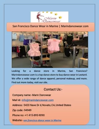 San Francisco Dance Wear in Marine  Marindancewear.com