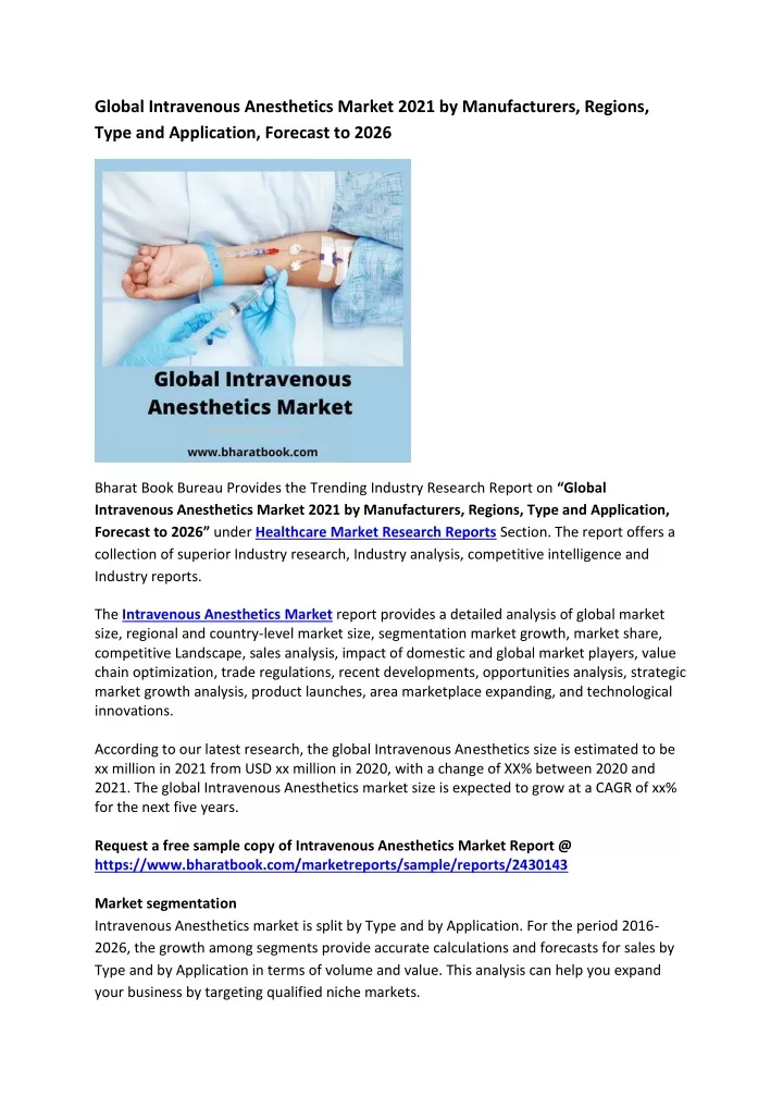global intravenous anesthetics market 2021