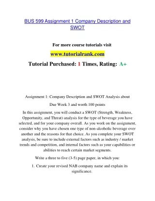 BUS 599 Education Organization- tutorialrank.com