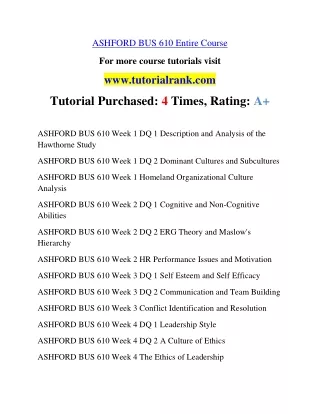 BUS 610 Education Organization- tutorialrank.com