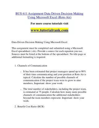 BUS 611 Education Organization- tutorialrank.com