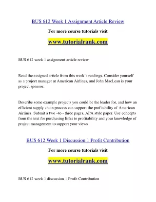 BUS 612 Education Organization- tutorialrank.com
