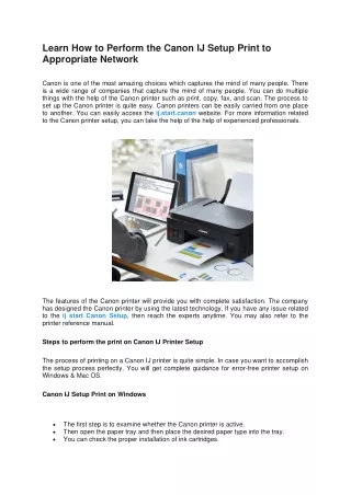 learn how to perform the canon ij setup print