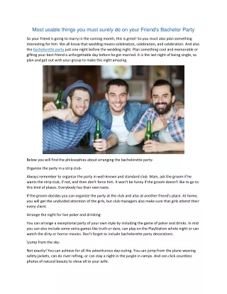 Most usable things you must surely do on your Friend's Bachelor Party