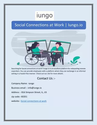 Social Connections at Work | Iungo.io