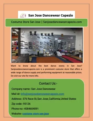Costume Store San Jose  Sanjosedancewearcapezio.com