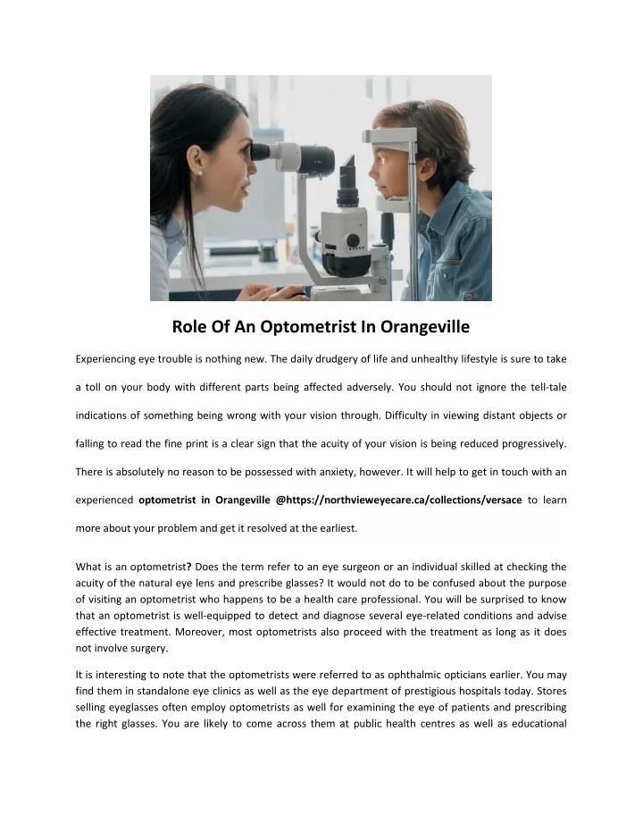 role of an optometrist in orangeville