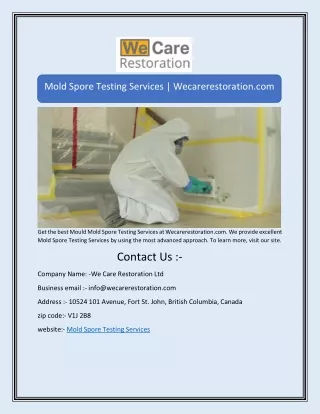 Mold Spore Testing Services | Wecarerestoration.com