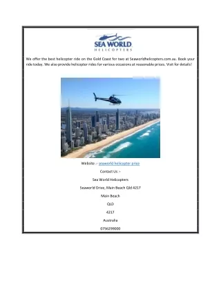 seaworld helicopter price