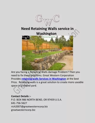 Retaining Walls service in Washington - Greatwestern