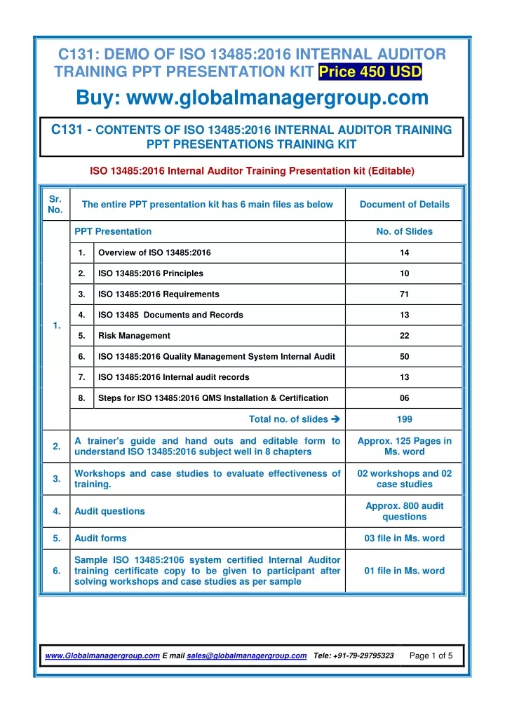 c131 demo of iso 13485 2016 internal auditor