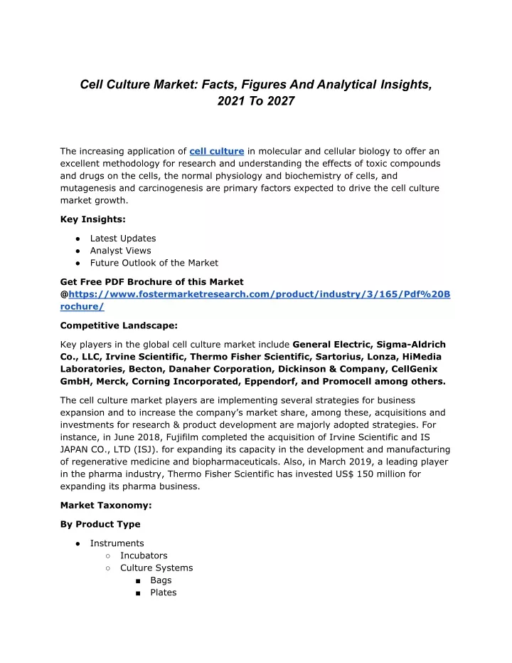 cell culture market facts figures and analytical