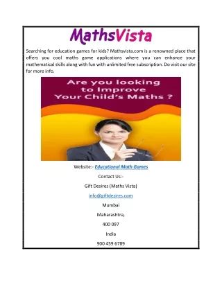 Educational Math Games | Mathsvista.com