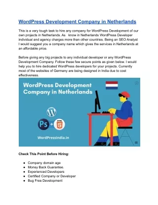 WordPress Development Company in Netherlands