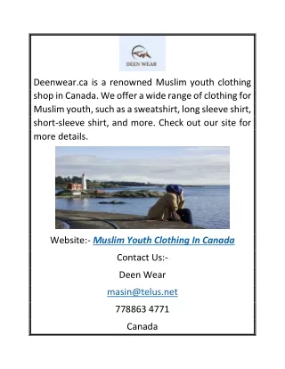 Muslim Youth Clothing in Canada | Deenwear.ca