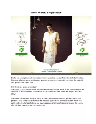 dhoti for men a regal choice