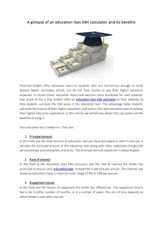 Financial lenders offer education loans to students who are meritorious enough t