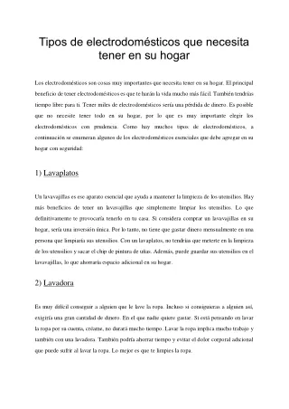 Tipos de electrodomésticos que necesita tener en su hogar