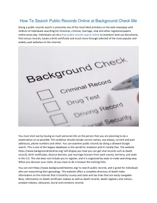 How To Search Public Records Online at Background Check Me