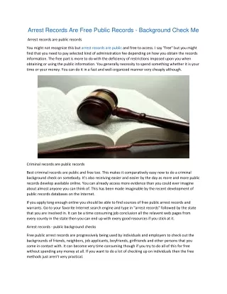 Arrest Records Are Free Public Records - Background Check Me