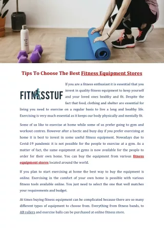 Tips To Choose The Best Fitness Equipment Stores