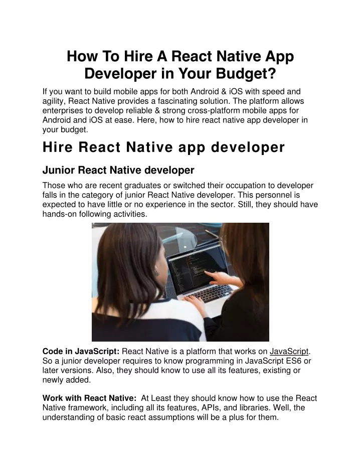 how to hire a react native app developer in your