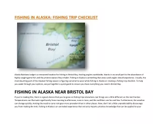 FISHING IN ALASKA FISHING TRIP CHECKLIST