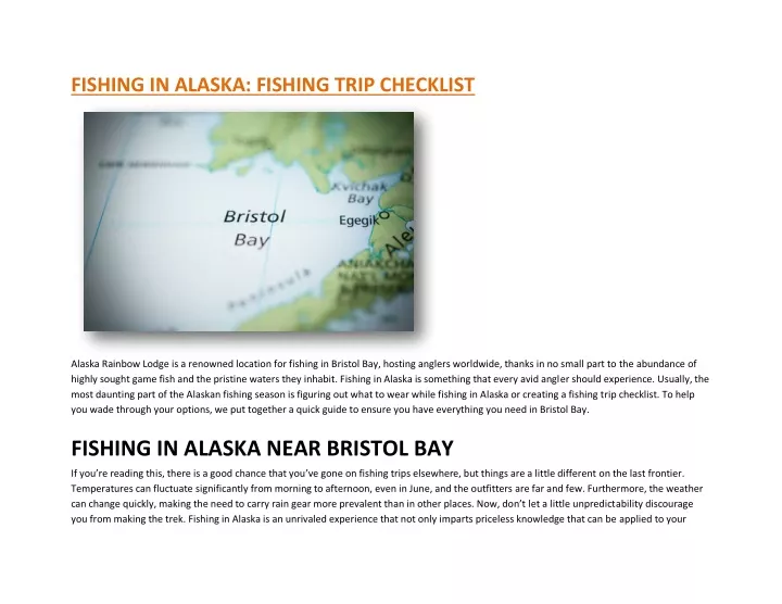 fishing in alaska fishing trip checklist