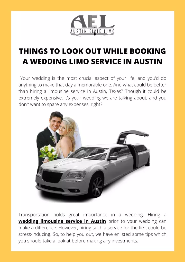 things to look out while booking a wedding limo