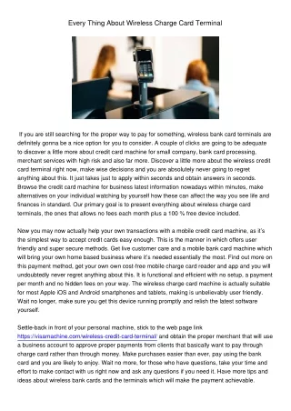 every thing about wireless charge card terminal