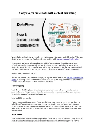 6 ways to generate leads with content marketing