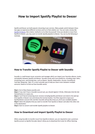 How to Import Spotify Playlist to Deezer