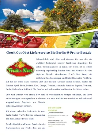 Check Out Obst Lieferservice Bio Berlin @ Fruits-Best.de
