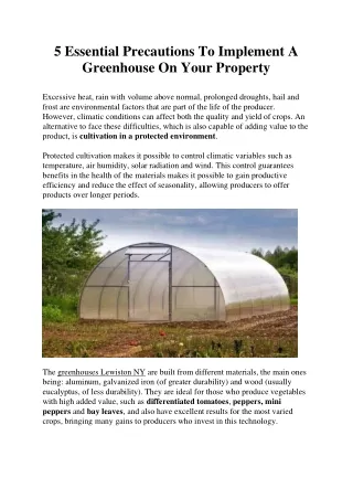 5 Essential Precautions To Implement A Greenhouse On Your Property