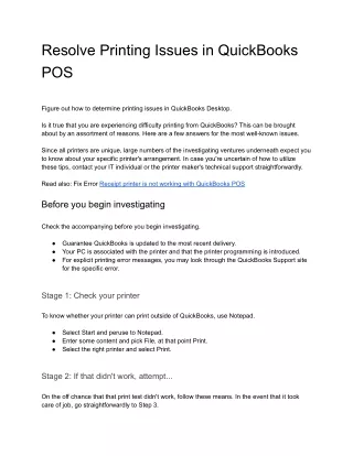 resolve printing issues in quickbooks pos