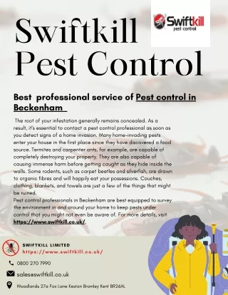 Get professional service of Pest control Beckenham