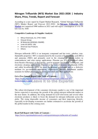 nitrogen trifluoride nf3 market size 2021 2026