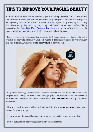 tips to improve your facial beauty tips