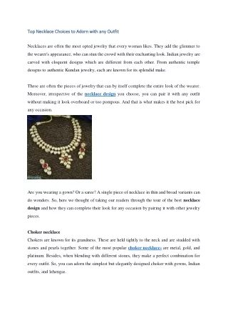 Top Necklace Choices to Adorn with any Outfit