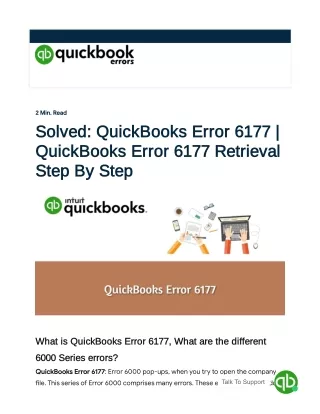 How to Fix QuickBooks Error 6177 (1-877-323-5303)? | QuickBooks Error
