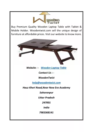 Wooden Laptop Table | woodentwist.com