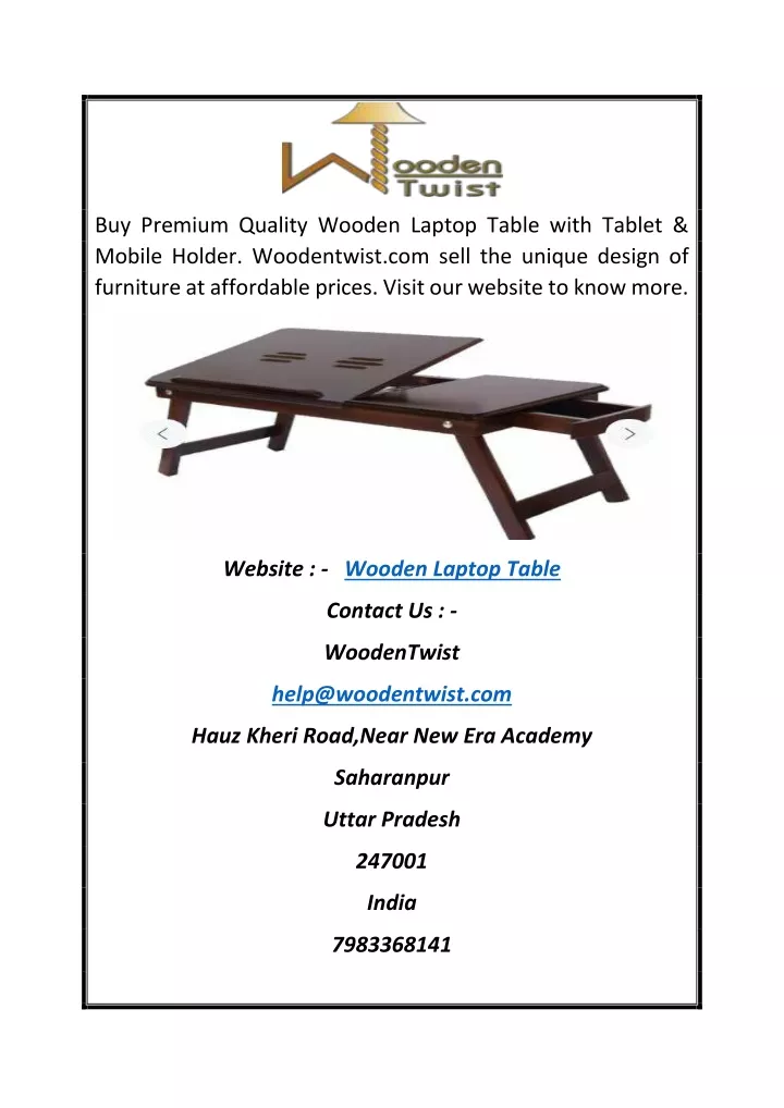 buy premium quality wooden laptop table with