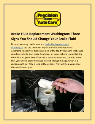 Best Brake Fluid Replacement In Washington | Precision Tune Auto Care