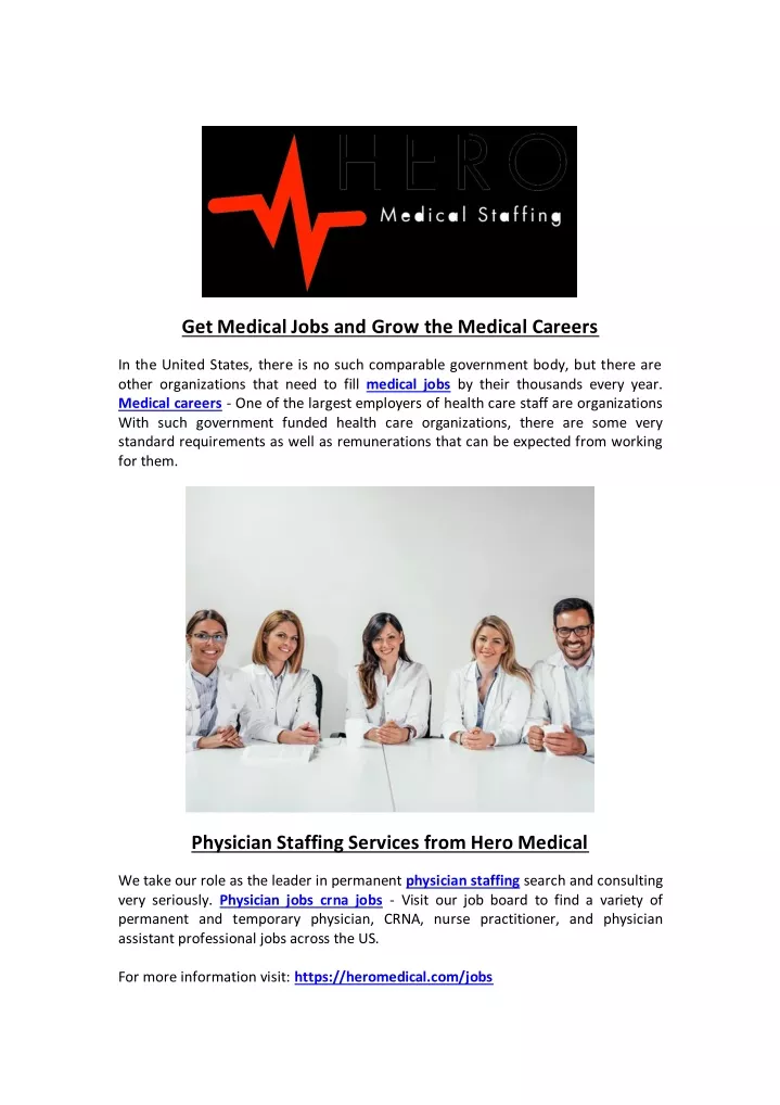 get medical jobs and grow the medical careers