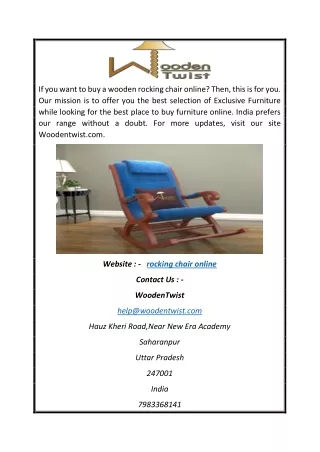 Buy Rocking Chair Online | WoodenTwist